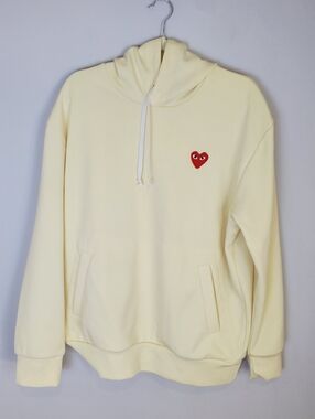 Comme des Garcons Cream Play Hooded Sweatshirt Size XL
